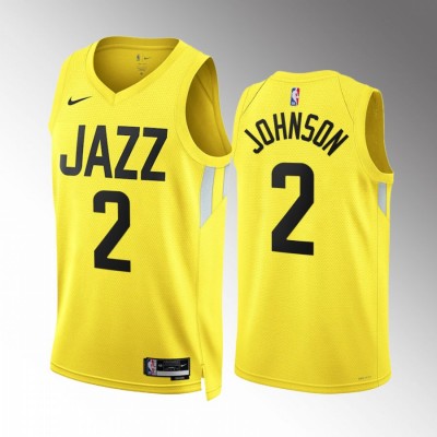 Utah Jazz #2 Stanley Johnson Men's Yellow Nike NBA 2022-23 Icon Edition Jersey Men's